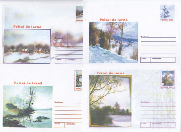 bnk fil Lot 5 intreguri postale 2001 - Peisaj de iarna