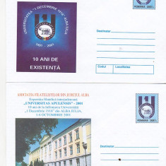 bnk fil Lot 2 intreguri postale 2001 - Expofil Universitas Apulensis Alba