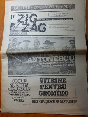 ziarul zig zag 3-9 iulie 1990 ( maresalul antonescu pe prima pagina ) foto