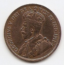 Canada 1 Cent 1918 - George V (with &amp;quot;DEI GRA&amp;quot;) 25.4 mm KM# 21 foto