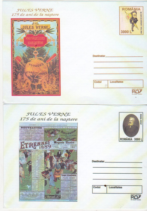 bnk fil Lot 2 intreguri postale 2003 - Jules Verne 175 ani de la nastere