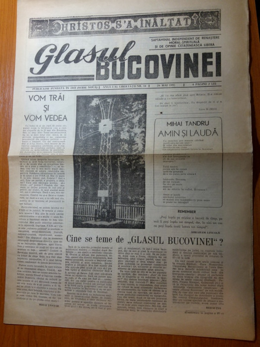 ziarul glasul bucovinei 24 mai 1990