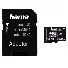 Card de memorie Hama MicroSD SDHC UHS-I 32GB, 45MB/s Class 10 + Adaptor SD foto