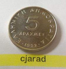 Moneda 5 Drahme - Grecia 1992 *cod 1380 foto