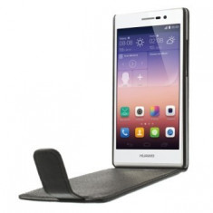 Husa piele eco HUAWEI ASCEND P7, flip cover cu clapeta,inchidere magnetica,NEGRU foto