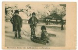 2608 - ETHNIC children in winter - old postcard, CENSOR - used - 1917