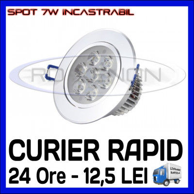 SPOT LED INCASTRABIL - 7W EPISTAR - ECHIVALENT 55W - ALB RECE SAU CALD foto