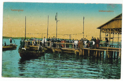 72 - TECHIRGHIOL, Dobrogea, Constanta, Dock, Boat - old postcard - used - 1926 foto
