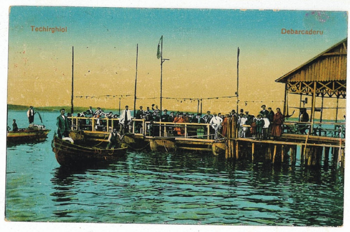 72 - TECHIRGHIOL, Dobrogea, Constanta, Dock, Boat - old postcard - used - 1926