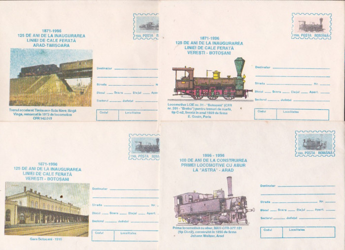 bnk fil Lot 12 intreguri postale 1996 - tematica feroviara