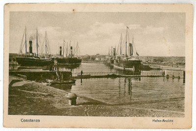 3203 - CONSTANTA, Ships in the Harbor TOMIS - old postcard - used - 1921 foto