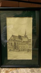 TABLOU DESEN BOBEI MARIAN - BISERICA NEAGRA - BRASOV - SEMNAT foto