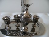 Cumpara ieftin Superb set format din cinci piese din alama argintata cu piatra neagra, de decor
