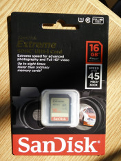 Card Sandisk Extreme 16 gb, 45 mb/s, nou, sigilat foto