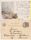 Baile Herculane - litografie -clasica, rara,1898, Circulata, Printata