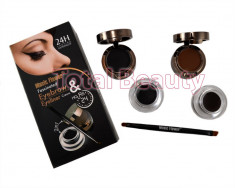 Set 2 in 1 + Eyeliner Gel 2 culori + 2 x pudra sprancene + pensula aplicare foto