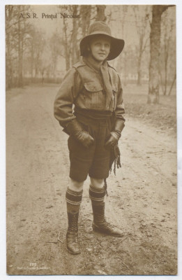 2295 - Prince NICOLAE, Boy Scout, Regale, Royalty - old postcard - unused foto