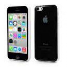 Husa TPU iPhone 5c Lucioasa Cu Logo Apple Neagra foto