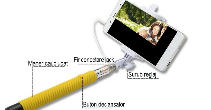 Selfie Stick Cu Fir Si Declansator Pe Maner Model Z360 foto mare Selfie Stick Cu Fir Si Declansator Pe Maner Model Z360 foto mare