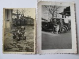 2 FOTOGRAFII COLECTIE CU AUTOTURISM SI CARUCIOR DIN ANII 30