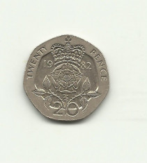 ENGLAND/GB/UK 20 PENCE 1982 - Primul an de batere foto