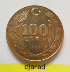 Moneda 100 Lire - Turcia 1987 *cod 1427 foto