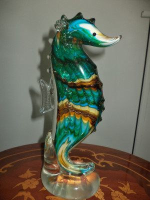 Statueta colectie Murano calut de mare cu un colorit aparte foto