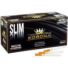 Tuburi KORONA SLIM - 500 tuburi pentru injectat tutun, tigari, filtre tigari foto