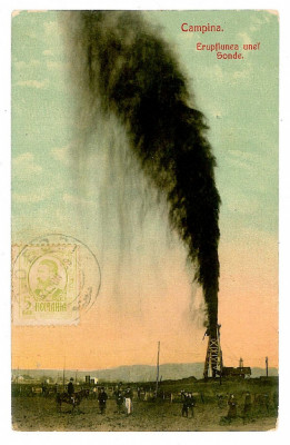 759 - CAMPINA, Prahova, a probe eruption - old postcard - used - 1909 - TCV foto