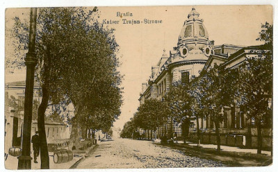 2350 - BRAILA, street Traian - old postcard, CENSOR - used - 1917 foto