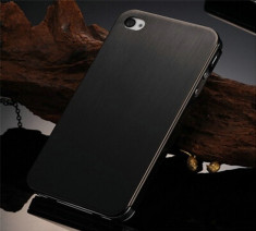 Husa protectie iPhone 4, 4s - 100% aluminiu finisat, 0.3 mm, nu piele, NEGRU foto