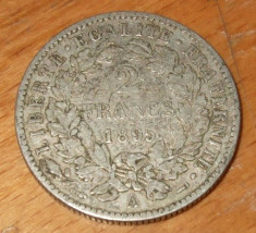 JN. 2 francs / franci 1895 A Franta, argint foto