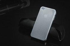 Husa / toc protectie iPhone 4, 4s lux - 100% aluminiu perforat, 0.3 mm, argintiu foto