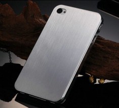 Husa protectie iPhone 4, 4s - 100% aluminiu finisat, 0.3 mm, nu piele, ARGINTIU foto