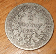 JN. 2 francs / franci 1872 K Franta, argint foto