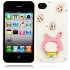 Cartoon Doll Style Protective Hard Back Cover Case for iPhone 4/4S Milky WW87008230 foto