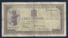 ROMANIA 500 LEI 1940 [9] filigram BNR orizontal foto