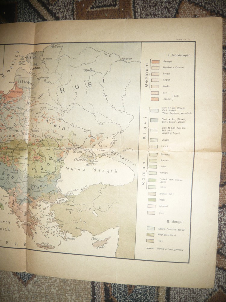 Harta Europei pe Nationalitati -Sursa germana A,Mayer 1918 , 57x39 cm |  Okazii.ro