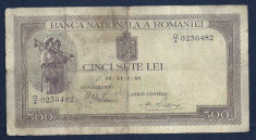 ROMANIA 500 LEI 1940 [8] filigran orizontal foto