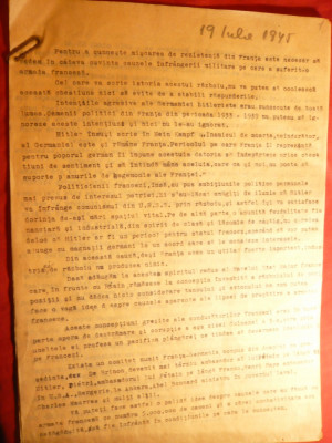 Articol despre Miscarea de Rezistenta din Franta 1945 , nesemnat foto