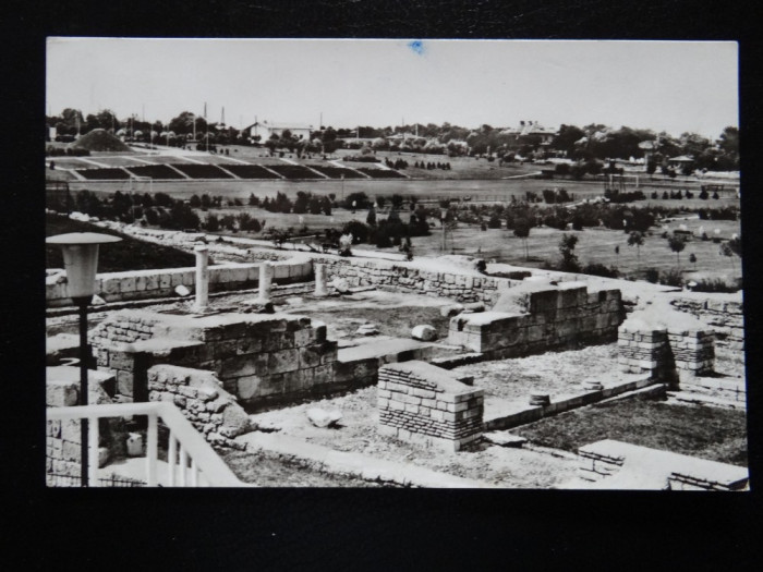 SEPT15-Vedere/Carte postala-Mangalia-Ruinele cetatii Callatis-vedere alb-negru