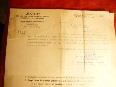 Adresa si Instructiuni pt.tratarea semintei de soia cu bacterii spec.-1935 foto