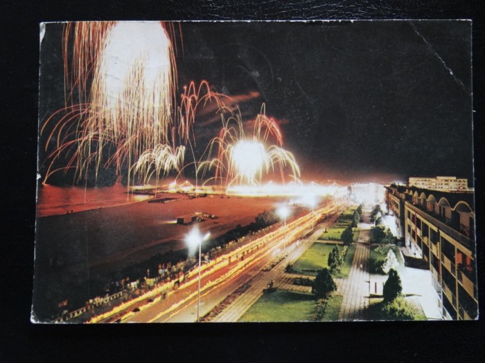 SEPT15-Vedere/Carte postala-Noaptea la Mangalia-vedere nocturna-circulata