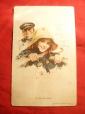 Ilustrata - Felicitare - Craciun - A Helping Hand - cu Sampanii -Piesa Autor