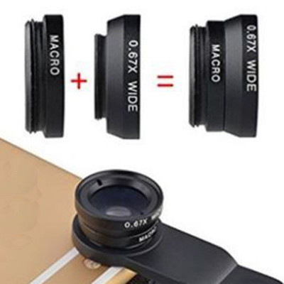 Lentile universale CLIP LENS 3 in 1 fish eye, macro, wide angle foto