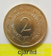 Moneda 2 Dinari - Yugoslavia 1971 *cod 1519 a.UNC+ foto