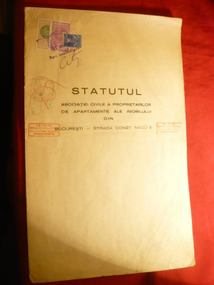 Statutul Asociatiei Proprietarilor de Apartamente din Buc.Str.C.Nacu nr.6- 1936 foto