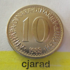 Moneda 10 Dinari - Yugoslavia 1988 *cod 1538 - A.UNC foto