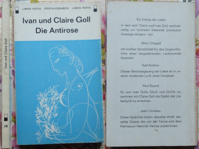 Ivan si Claire Goll ,Die Antirose ,1965 ,ed. 1 , 11 desene de Chagall ,avangarda foto