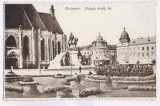 836 - CLUJ, Market , statue Matei Corvin - old postcard - unused, Necirculata, Printata